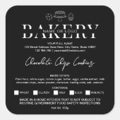 Hütte Minimalistische Schwarz-Weiß-Lebensmittelliz Quadratischer Aufkleber (Vorderseite)