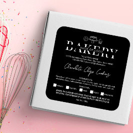 Hütte Minimalistische Schwarz-Weiß-Lebensmittelliz Quadratischer Aufkleber