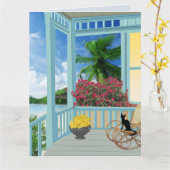 HÜTTE MIT KATZART-GEBURTSTAGSKARTEN KARTE (Gelbe Blume)