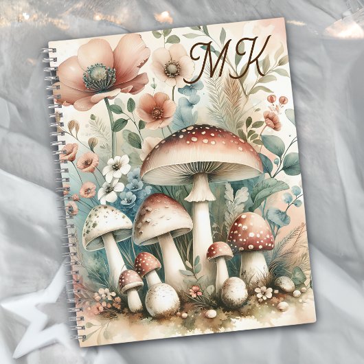 Hütte Mit Monogramm Pilze und Blume Notizblock
