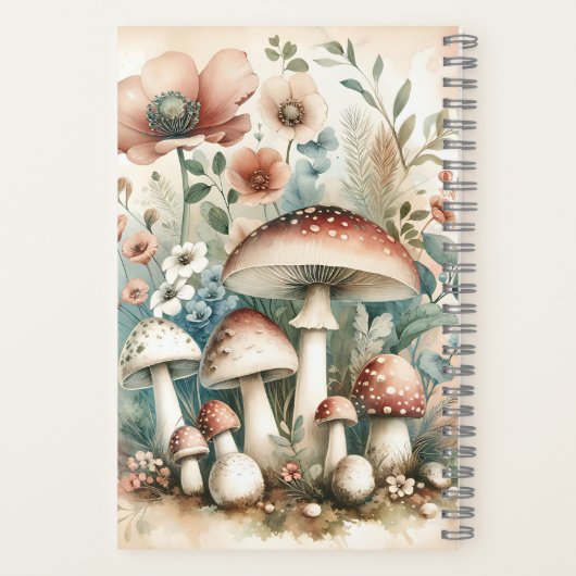 Hütte Mit Monogramm Pilze und Blume Notizblock (Rückseite)