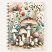 Hütte Mit Monogramm Pilze und Blume Notizblock (Vorderseite)