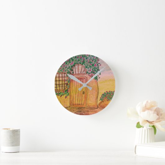 Hütte mit Weinbergen Runde Wanduhr (Zuhause)