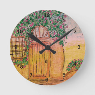Hütte mit Weinbergen Runde Wanduhr