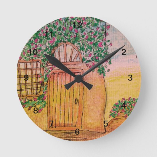 Hütte mit Weinbergen Runde Wanduhr (Vorderseite)