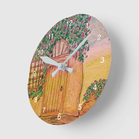 Hütte mit Weinbergen Runde Wanduhr (Winkel)