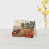 Hütte mit Zaun und Mohnwiese Karte (Gelbe Blume)