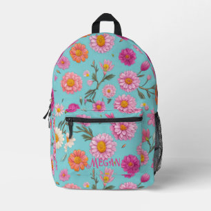 Hütte-Mittelblütenblütenblütenfarben Rosa Blume Bedruckter Rucksack