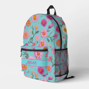 Hütte-Mittelblütenblütenblütenfarben Rosa Blume Bedruckter Rucksack