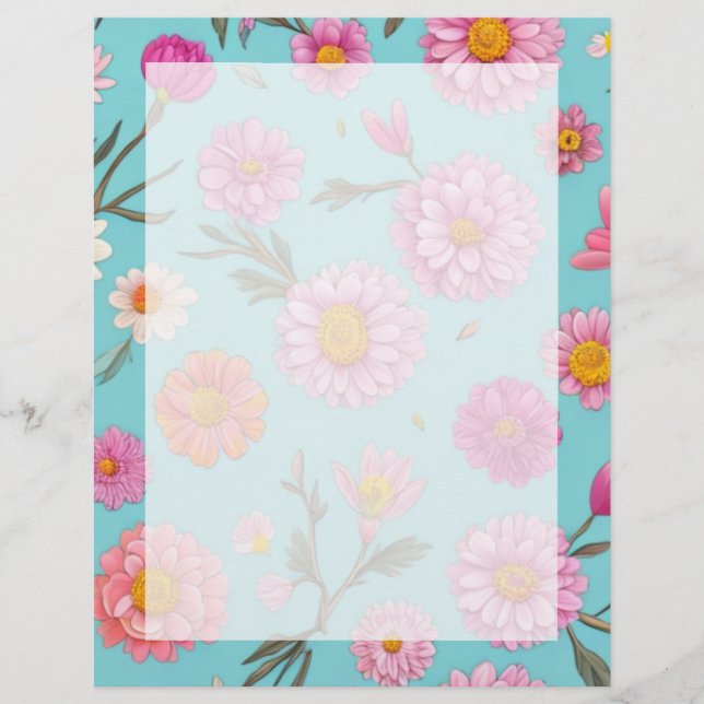 Hütte-Mittelblütenblütenblütenfarben Rosa Blume Briefbogen (Vorderseite)