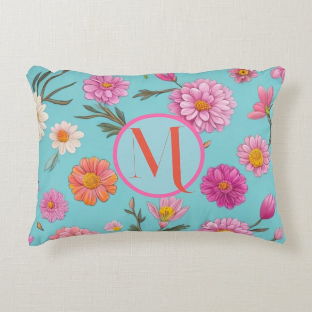 Hütte-Mittelblütenblütenblütenfarben Rosa Blume Dekokissen (Vorderseite)