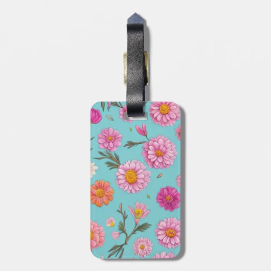 Hütte-Mittelblütenblütenblütenfarben Rosa Blume Gepäckanhänger (Rückseite vertikal)