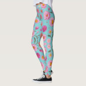 Hütte-Mittelblütenblütenblütenfarben Rosa Blume Leggings (Links)