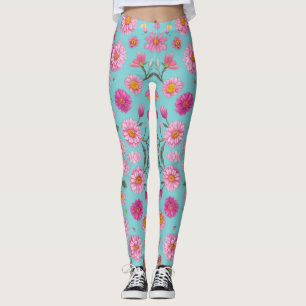 Hütte-Mittelblütenblütenblütenfarben Rosa Blume Leggings