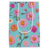 Hütte-Mittelblütenblütenblütenfarben Rosa Blume Mittlere Geschenktüte (Rückseite)