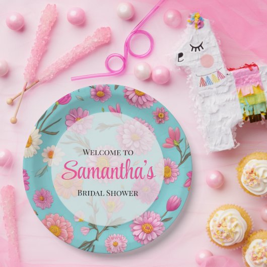 Hütte-Mittelblütenblütenblütenfarben Rosa Blume Pappteller (Party)