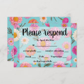 Hütte-Mittelblütenblütenblütenfarben Rosa Blume RSVP Karte (Vorne/Hinten)