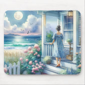 Hütte Moonlit Porch am Meer Mousepad (Vorne)