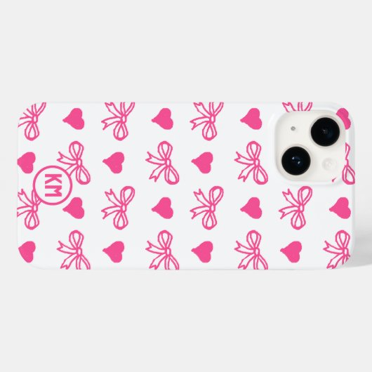 Hütte-Multigram-Muster-Herz-Bow-Krawatte Case-Mate iPhone Hülle (Rückseite (Horizontal))