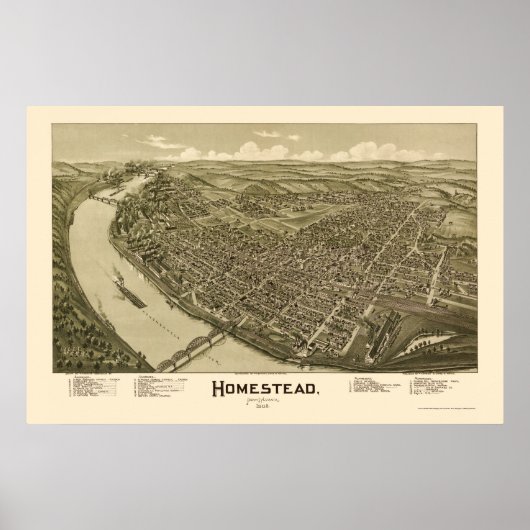 Hütte, PA Panoramabalkarte - 1902 Poster (Vorne)