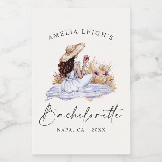 Hütte Picknick Bachelorette Weinetikett (Einzelnes Label)