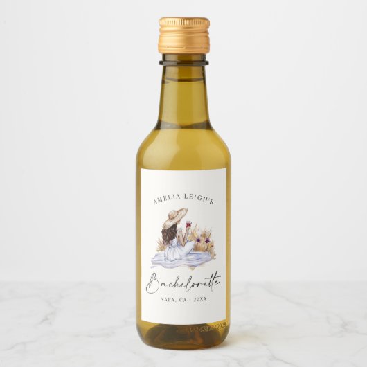 Hütte Picknick Bachelorette Weinetikett (Vorderseite)