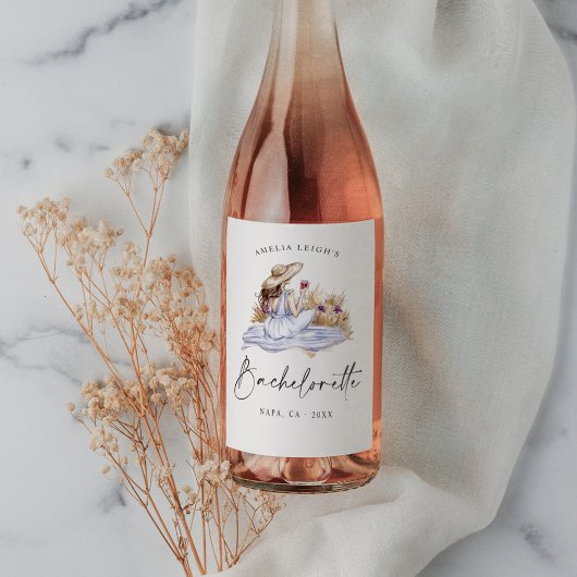 Hütte Picknick Bachelorette Weinetikett