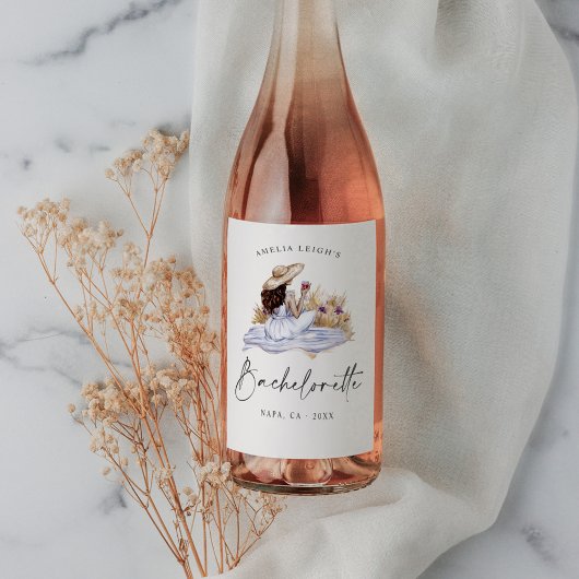 Hütte Picknick Bachelorette Weinetikett