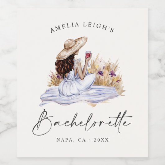 Hütte Picknick Bachelorette Weinetikett (Einzelnes Label)