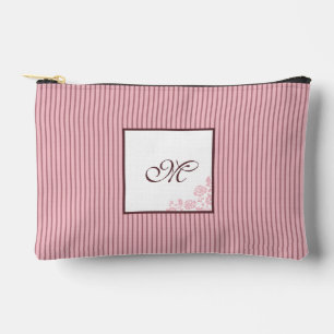 Hütte Pink Strip Rose Muster Skript Monogramm Zubehörtasche