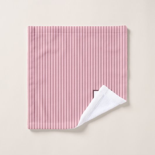 Hütte Pink Strip Rose Spitzen-Script Monogramm Badhandtuch Set (Waschlappen)