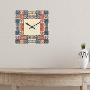 Hütte Quilt Quadratische Wanduhr