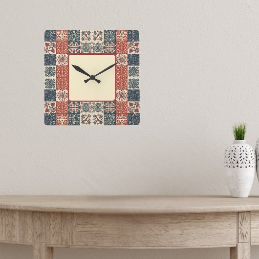 Hütte Quilt Quadratische Wanduhr