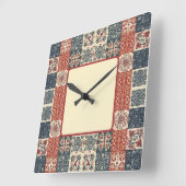 Hütte Quilt Quadratische Wanduhr (Winkel)