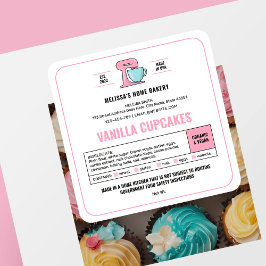 Hütte-Recht-Etikett Rosa Weißes Bäckereiaufkleber Quadratischer Aufkleber