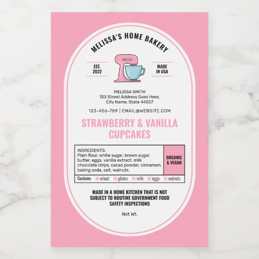 Hütte Recht Zuhause Bäckerei Etikett Feminée Rosa (Einzelnes Label)