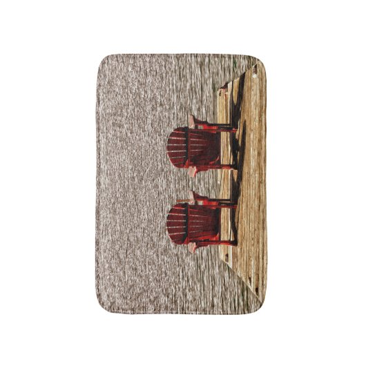 Hütte Red Adirondack Chairs Land Rustikal Badematte (Vorderseite Vertikal)