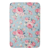 Hütte Rosa Rosen auf blauem Hintergrund Badematte (Vorderseite Vertikal)