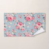 Hütte Rosa Rosen auf blauem Hintergrund Badhandtuch Set (Handtuch)