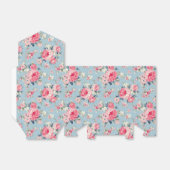 Hütte Rosa Rosen auf blauem Hintergrund Geschenkschachtel (Ungefaltet)