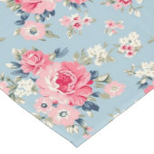 Hütte Rosa Rosen auf blauem Hintergrund Großer Tischläufer (Ecke)