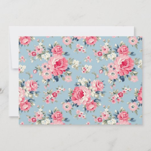 Hütte Rosa Rosen auf blauem Hintergrund Mitteilungskarte (Rückseite)