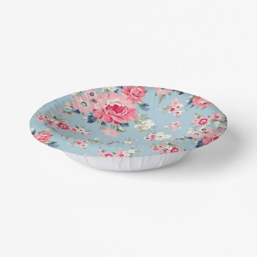 Hütte Rosa Rosen auf blauem Hintergrund Pappteller (Gewinkelt)