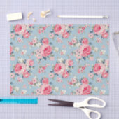 Hütte Rosa Rosen auf blauem Hintergrund Seidenpapier (Handwerk)