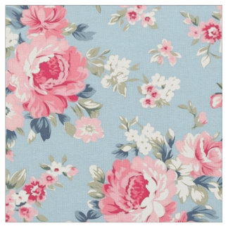 Hütte Rosa Rosen auf blauem Hintergrund Stoff