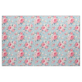 Hütte Rosa Rosen auf blauem Hintergrund Stoff (Fat Quarter (45,7 x 55,9 cm))