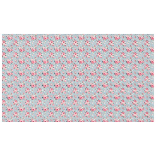 Hütte Rosa Rosen auf blauem Hintergrund Tischdecke (Vorderseite (Horizontal))