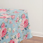 Hütte Rosa Rosen auf blauem Hintergrund Tischdecke (Beispiel)