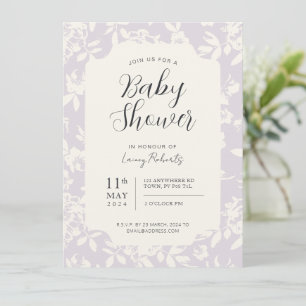 Hütte Rose Blumencreme und Lavendel Lila Einladung