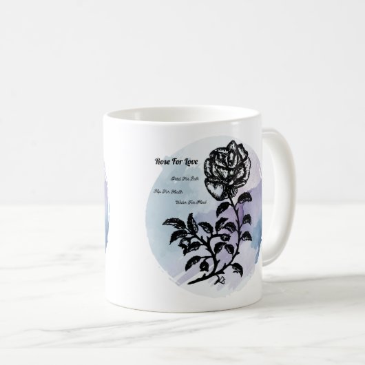 Hütte Rose der Liebe auf blau Kaffeetasse (VorderseiteRechts)